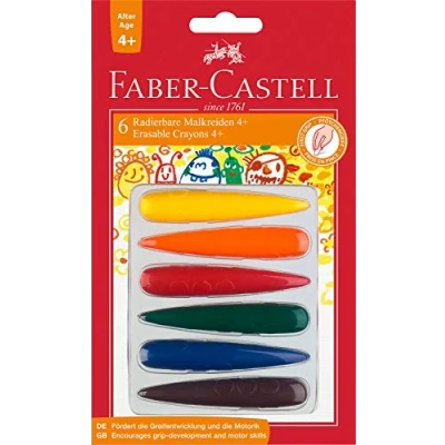 Afbeelding van Faber Castell Waskrijt FC potloodvormig 6 stuks heldere kleuren uitgumba