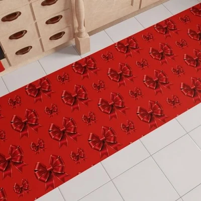 Afbeelding van PETTI Artigiani Italiani keukentapijt, Kerstmis, antislip, wasbaar, kersttapijt, 52 x 180 cm, rode knoop, gemaakt in Italië