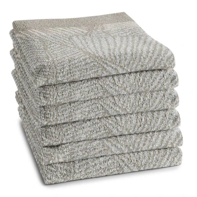 Afbeelding van DDDDD Barrier Keukendoek Set van 6 Katoen Plantenprint 50x55 cm Badstof Beige