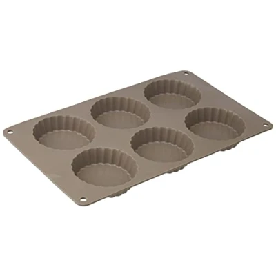Image de Crealys 513007 moule à 6 tartelettes en silicone candy gris 29 x 17 2 cm