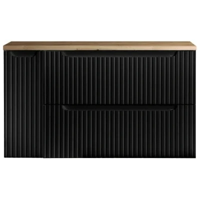 Afbeelding van Wastafelonderkast Newport met lades en deuren 60x100x40 cm zwart eikenkleurig [en.casa]