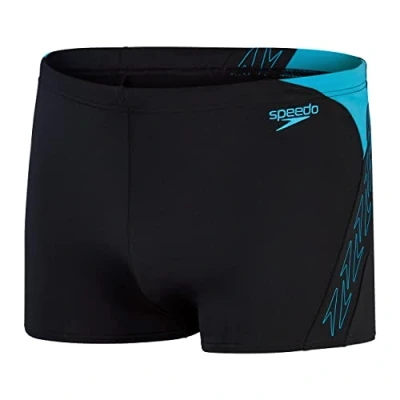 Afbeelding van Speedo Hyper Boom Splice Aquashort Zwart/Blauw Heren Sportzwembroek Maat 3