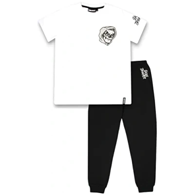 Afbeelding van Fortnite Skull Trooper Kinderpyjama, zwart en wit, 100% katoen, officieel product, zwart/wit schedel