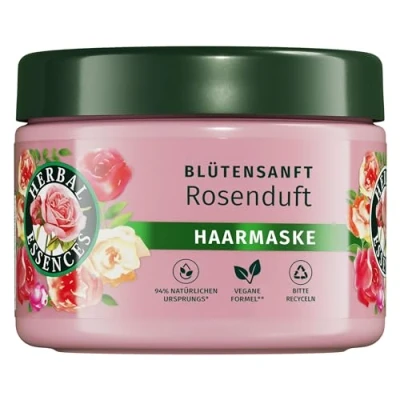 Afbeelding van Herbal Essences Rozengeur haarmasker, 300 ml, van dof haar tot zijdeachtig, glanzend haar, met rozenessentie, ingrediënten natuurlijke oorsprong, veganistisch