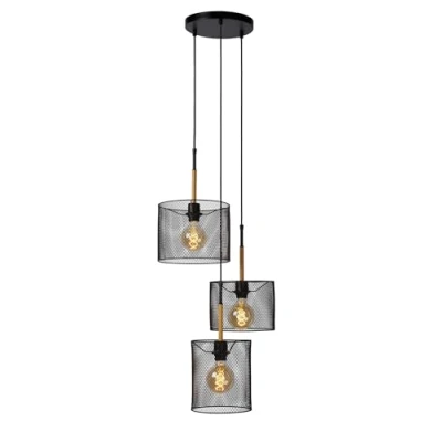 Afbeelding van Lucide BASKETT Hanglamp 3xE27 Zwart