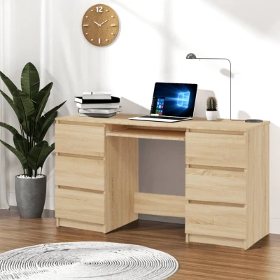 Afbeelding van Schrijftafel 140x50x77 cm bewerkt hout sonoma eikenkleurig