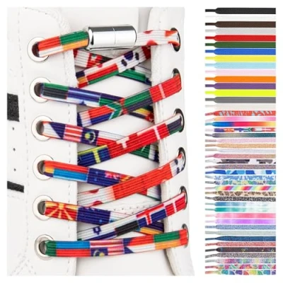 Afbeelding van SULPO Schoenveters met snelsluiting van metaal, elastische veters voor volwassenen en kinderen, platte zonder knopen sneakers, converse, siliconen,