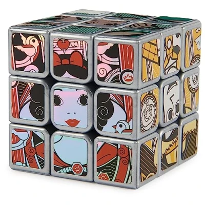Afbeelding van Rubik kubus 3 x Platinum 100 jaar Disney, puzzelspel voor volwassenen en kinderen, magisch, puzzel metalen platina probleemoplossing, speelgoed kinderen vanaf 8