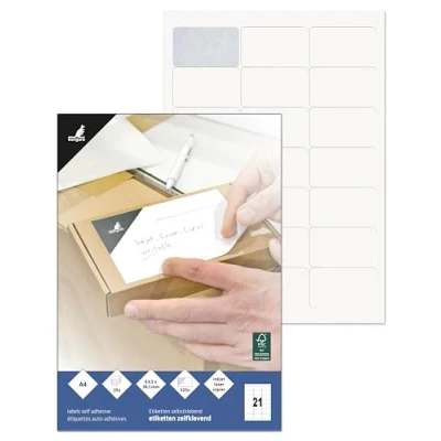 Afbeelding van Kangaro etiket inkjet/laser/kopieer 63,5x38,1mm 25 vel 21 stickers per K 6338