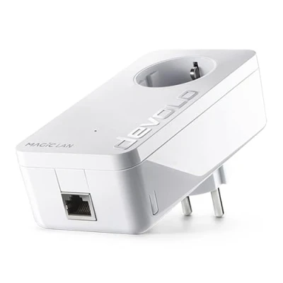 Afbeelding van Devolo Magic 1 LAN: krachtige Powerline adapter met tot 1200 Mbit/s voor thuisnetwerk, geïntegreerd stopcontact, magisch internet uit het wit