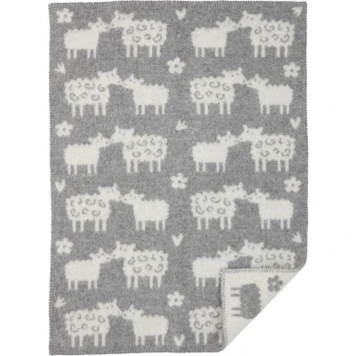 Afbeelding van Wiegdeken Wol Schapen Grijs 65 x 95 cm Klippan