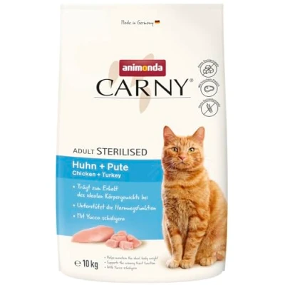 Afbeelding van 10kg animonda Carny Adult Gesteriliseerd kip + kalkoen droogvoer voor katten