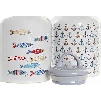 Afbeelding van Tin DKD Home Decor Wit Multicolour Keramiek Mediterrane (2 Stuks)