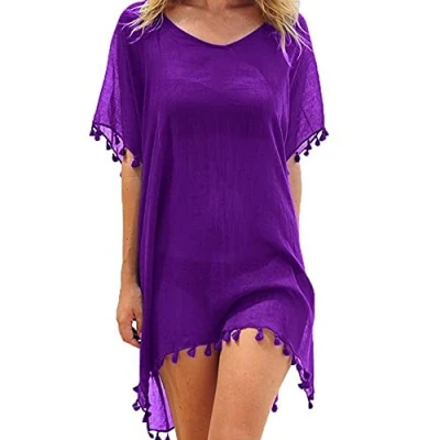 Afbeelding van Strandjurk voor dames, zomer, casual, strandjurk, boho, sarong, paars, 32 36 / B, Paars.