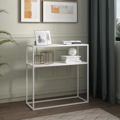 Afbeelding van Console tafel Kuhmo sidetable 80x80x30 cm wit [en.casa]