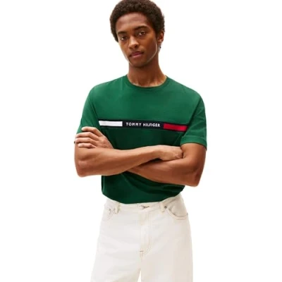 Image de Tommy Hilfiger Chest Insert TEE MW0MW36498 S/S T shirt, vert, XS, Vert (vert ornemental), XS