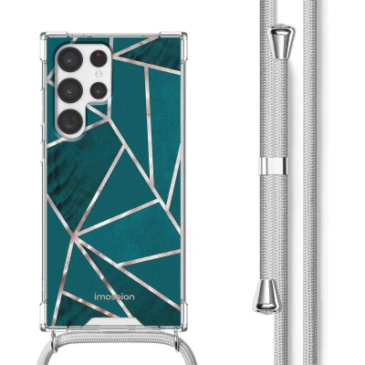 Afbeelding van imoshion Hoesje Geschikt voor Samsung Galaxy S22 Ultra met Koord Design Meerkleurig / Petrol Green Graphic