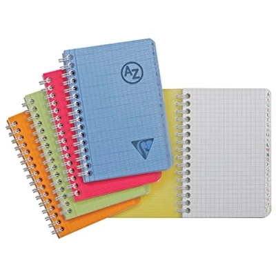 Afbeelding van Clairefontaine 328225C Collectie Linicolor Fresh een spiraalbinding, 9 x 14 cm, 100 pagina&#039;s, kleine ruitjes, wit papier, 90 g, omslag van polypropyleen, transparant, willekeurige kleur