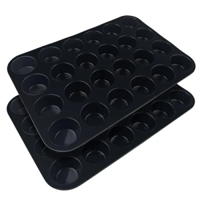Afbeelding van Fousenuk Set van 2 mini siliconen cakemuffins, cupcake vorm, gebak, vormen en muffins, cake, 33 x 22 2,5 cm, zwart, anti aanbaklaag, voor cupcakes, brownies, pudding