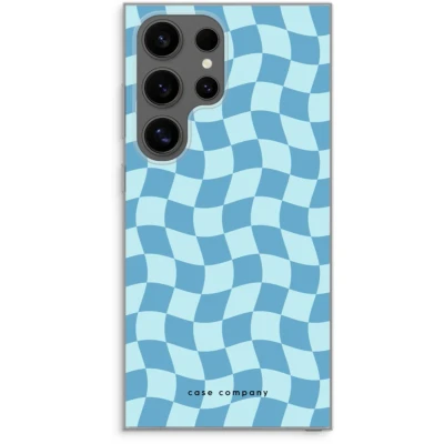 Afbeelding van Case Company® hoesje geschikt voor Samsung Galaxy S24 Ultra Grid Blauw Soft Cover Telefoonhoesje Bescherming aan alle Kanten en Schermrand