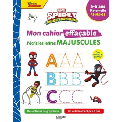 Image de Disney Spidey et ses amis extraordinaires Mon cahier effaçable J&#039;écris les lettres majuscules