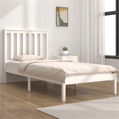 Afbeelding van vidaXL Bedframe massief grenenhout wit 75x190 cm