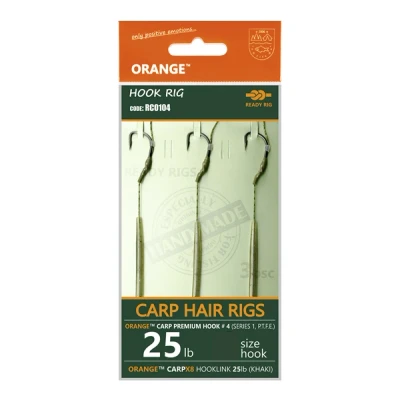 Afbeelding van Life Orange Carp Hair Rigs Maat 8 (Serie 1) (3 stuks) Karper onderlijnen