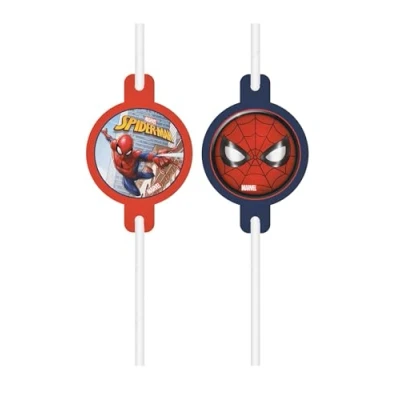 Afbeelding van Spiderman rietjes Crime Fighter 4 stuks