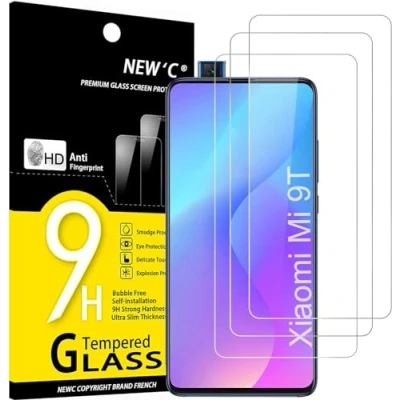 Afbeelding van NEW&#039;C Displaybeschermfolie van gehard glas voor Xiaomi Mi 9T, 9T Pro, krasbestendig, ultra robuust, 0,33 mm HD, transparant, hardheid 9H, 3 stuks