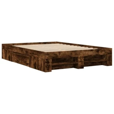 Afbeelding van vidaXL Bedframe bewerkt hout gerookt eikenkleurig 120x190 cm