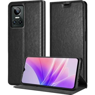 Afbeelding van Cadorabo Hoesje geschikt voor Realme GT Neo 3 in ZWARTE NACHT Beschermhoes met magnetische sluiting, standfunctie en kaartvakje Book Case Cover Etui