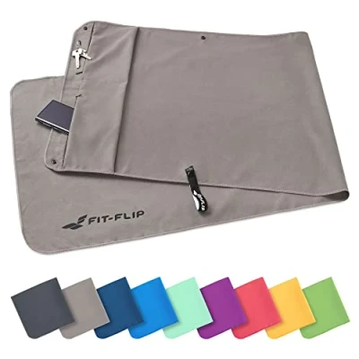 Afbeelding van Fitnesshanddoek met ritssluiting, gepatenteerd, driedelig, 5 verschillende instelbare lengtes, capuchonfunctie, opbergvak, magneetstrip, extra sporthandoek, microvezel, meerdere kleuren