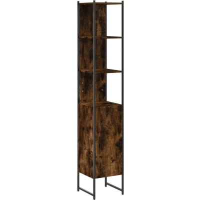 Afbeelding van Badkamerkast 33x33x185,5 cm bewerkt hout gerookt eikenkleurig