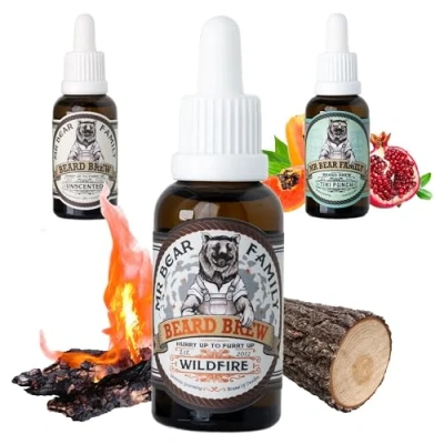 Afbeelding van Baardolie voor mannen Mr Bear Family Wildfire baardverzorging hydraterende baardgroeiolie met jojoba en arganolie 30 ml