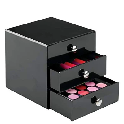 Afbeelding van iDesign Make up kastje 3 lades zwart Drawers