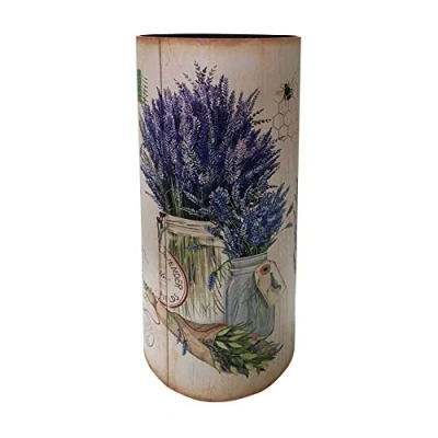 Afbeelding van Rebecca Mobili Design paraplustandaard, decoratieve stokhouder, Mdf canvas, beige shabby, rond, met druppelbescherming, afmetingen: 54 x 23 cm (h b d), art. RE6477