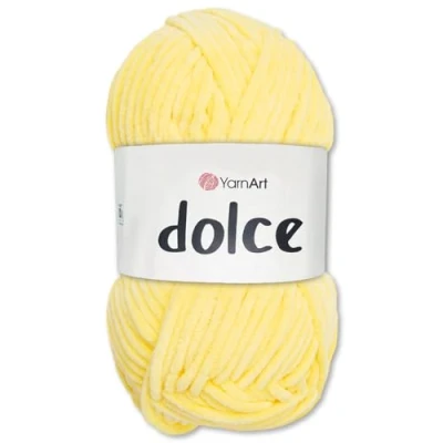 Afbeelding van Frida&#039;s Wollhaus YarnArt Dolce Bolletje Chenille breiwol, haak en amigurumi garen, 100 g, 64 kleuren, 851 geel