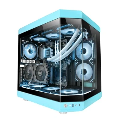 Afbeelding van Mars gaming MC 3T, Aangepaste ATX behuizing, drievoudig venster continu gehard glas, volledige vloeistofkoelhouder, dubbelzijdige camera, 3 verticale PCI sleuven, USB C en