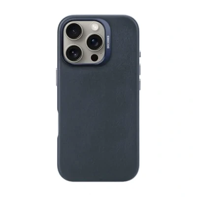 Afbeelding van DECODED Leren Hoesje voor iPhone 16 Pro Gemaakt van Premium ECCO Leer Geschikt MagSafe Navy Blauw