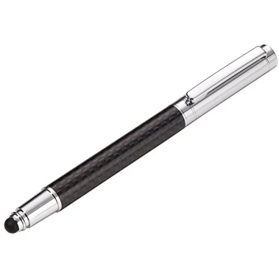 Afbeelding van Troika Dunne pen en stylus voor touchscreen, zwarte vulling (Made in Germany), carbon staaf, metaal, glanzend, carbon/zilver look