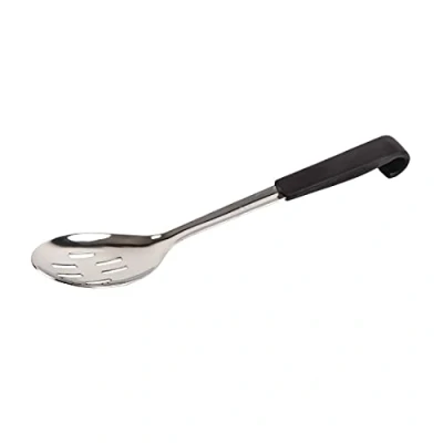 Afbeelding van Vogue geperforeerde serveerlepel met zwarte handgreep 34cm