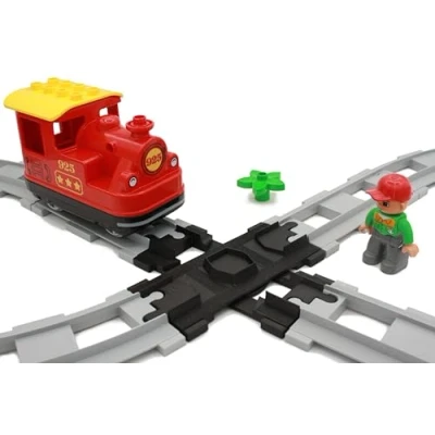 Afbeelding van TracksCreations Cross over voor trein, compatibel met Duplo (4 rotatiewegen)