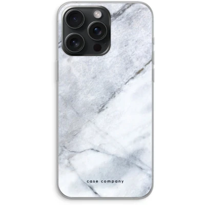 Afbeelding van Case Company® hoesje geschikt voor iPhone 15 Pro Max Witte marmer Soft Cover Telefoonhoesje Bescherming aan alle Kanten en Schermrand