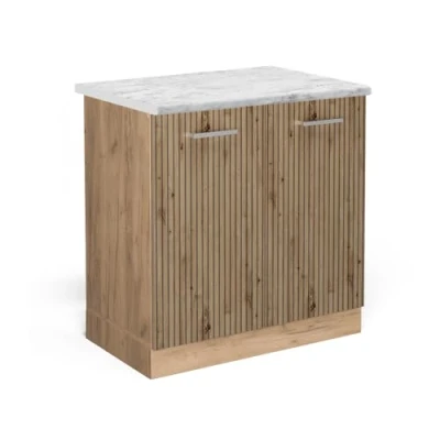 Afbeelding van Vicco Wastafelkast R Line, Artisanaal eiken/Krachtige eik goud, 80 cm WB Marmer