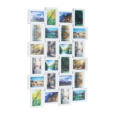 Afbeelding van Relaxdays Fotolijst voor 24 Foto‘s Fotocollage Fotogalerie 59 x 86 cm Wit Kunststof
