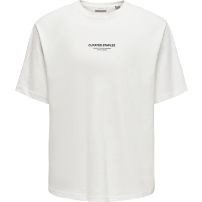 Afbeelding van Only &amp; Sons T shirt Onscurated Rlx Print Ss Tee 22030925 Cloud Dancer Mannen Maat M