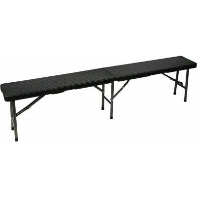 Afbeelding van Perel Klapbank, inklapbaar, weerbestendig, handgreep, rotanlook, maximaal 400 kg, zwart