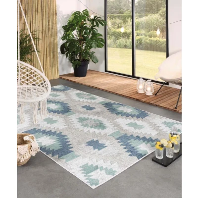 Afbeelding van Buitenkleed Aztek Verano Grijs/mint 80x150 Cm