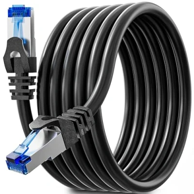 Afbeelding van Ethernet kabel, 5 m, RJ45, ethernetkabel, Cat 6, voor buiten, waterdicht, high speed internetkabel, Gigabit plat, 30 netwerkkabel Switch Router, Modem Smart TV (5 clips)