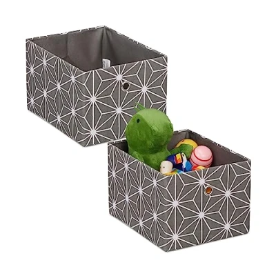 Afbeelding van Relaxdays stoffen opbergmand set van 2 speelgoedmand kastmand mandjes kinderkamer